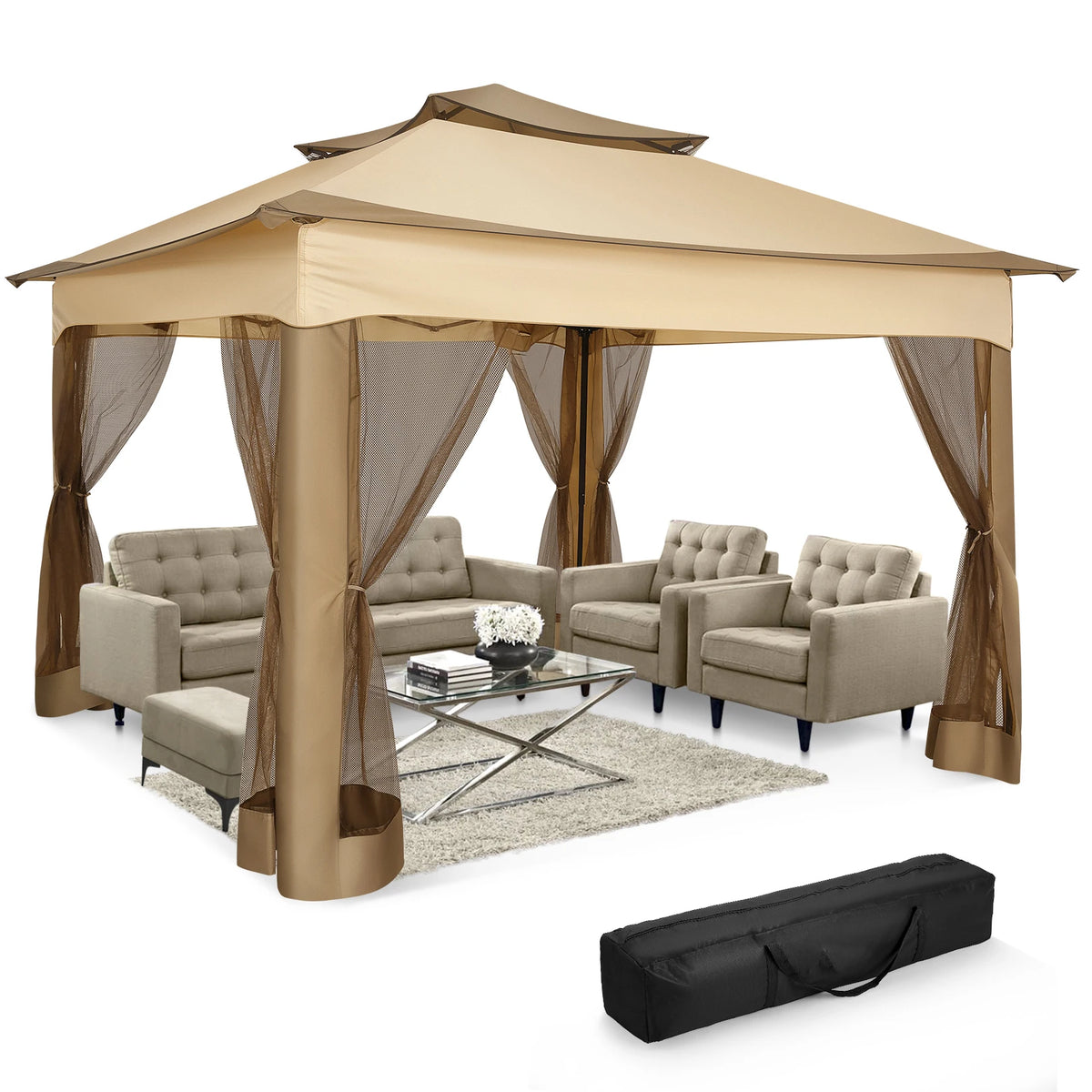 Tooluck Pop Up Gazebo Mosquito Netting Outdoor Canopy Tent