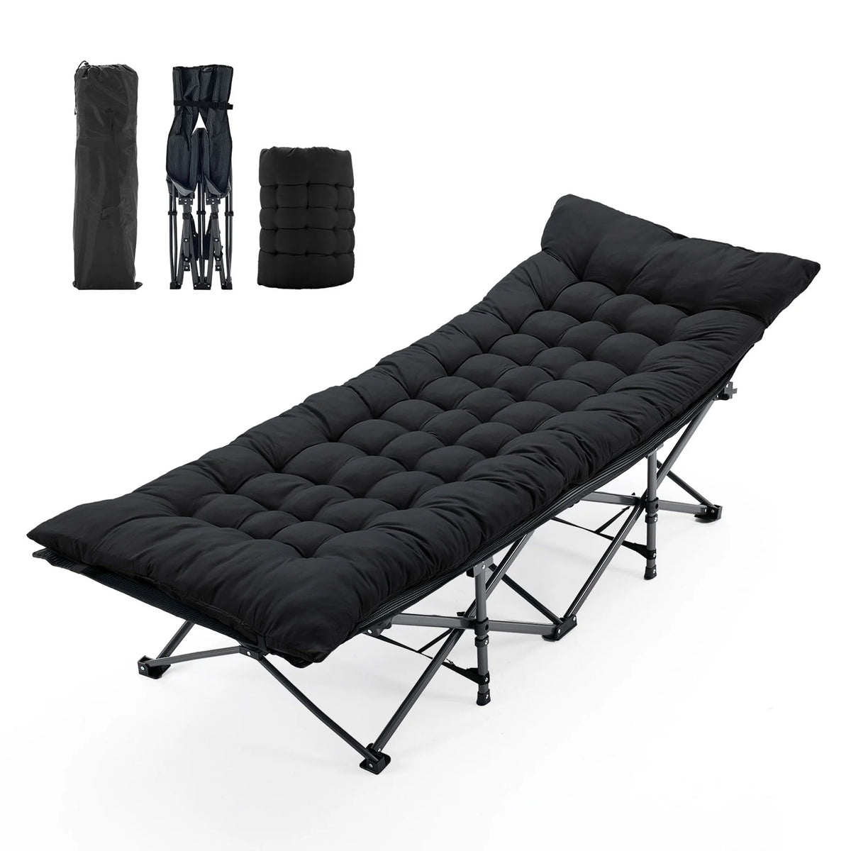 JHK Folding Camping Beach Lounge Chair With Cushion 440 Lb Sturdy Frame