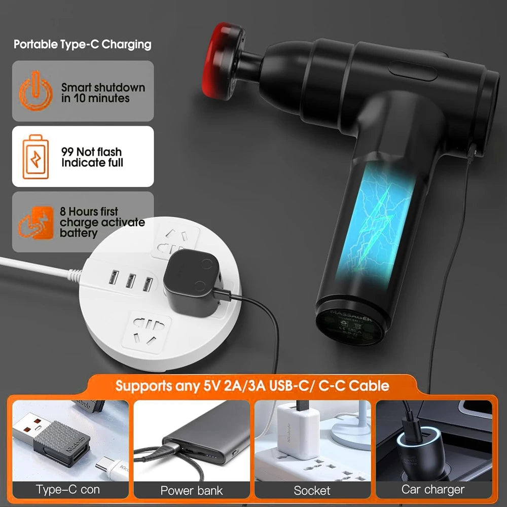 Lingteng Wireless Heating Deep Tissue Percussion Massage Gun For Recovery