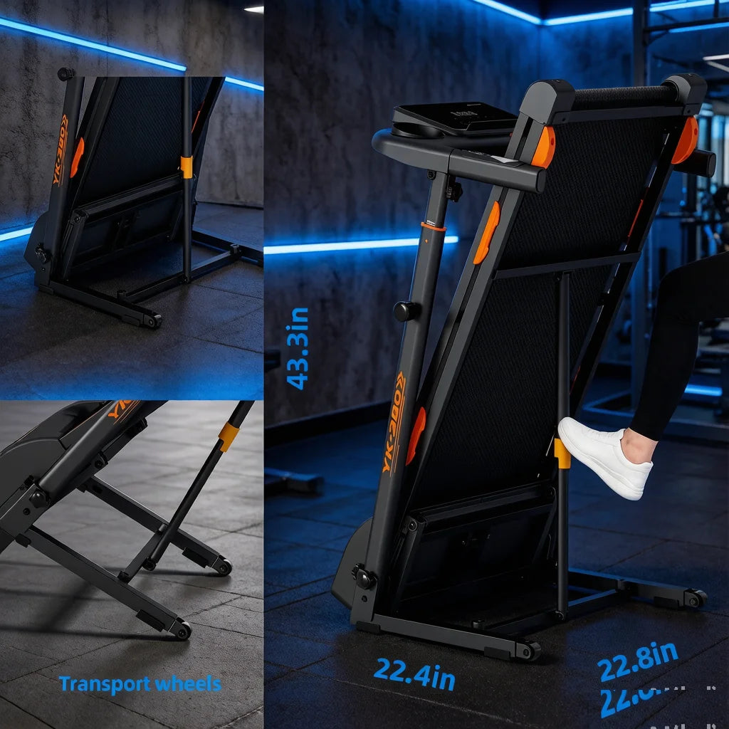 Compact Foldable 3HP Treadmill With Brushless Motor And Adjustable Incline