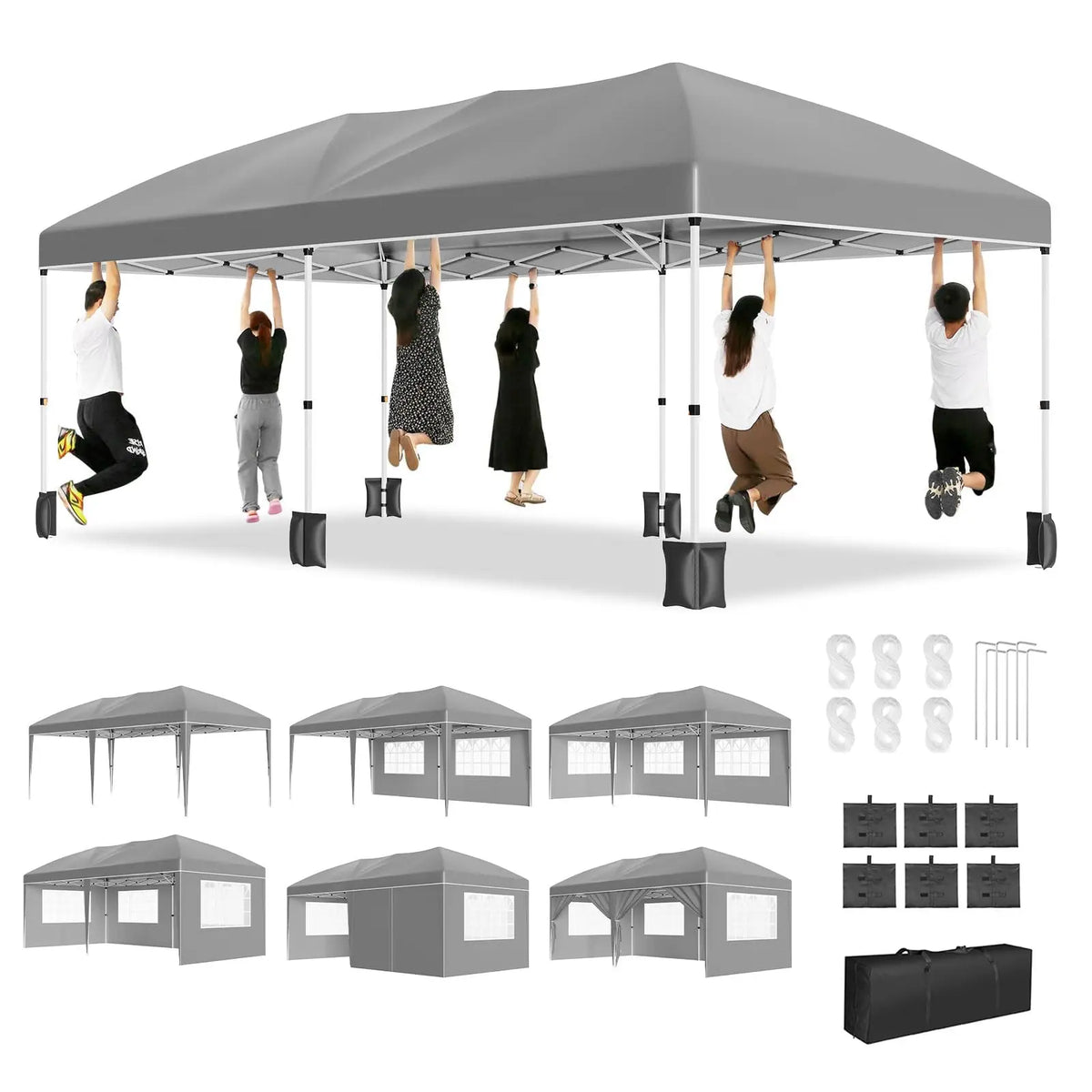 HiMISS Heavy Duty Pop Up Canopy Tent Waterproof With Sidewalls Bag
