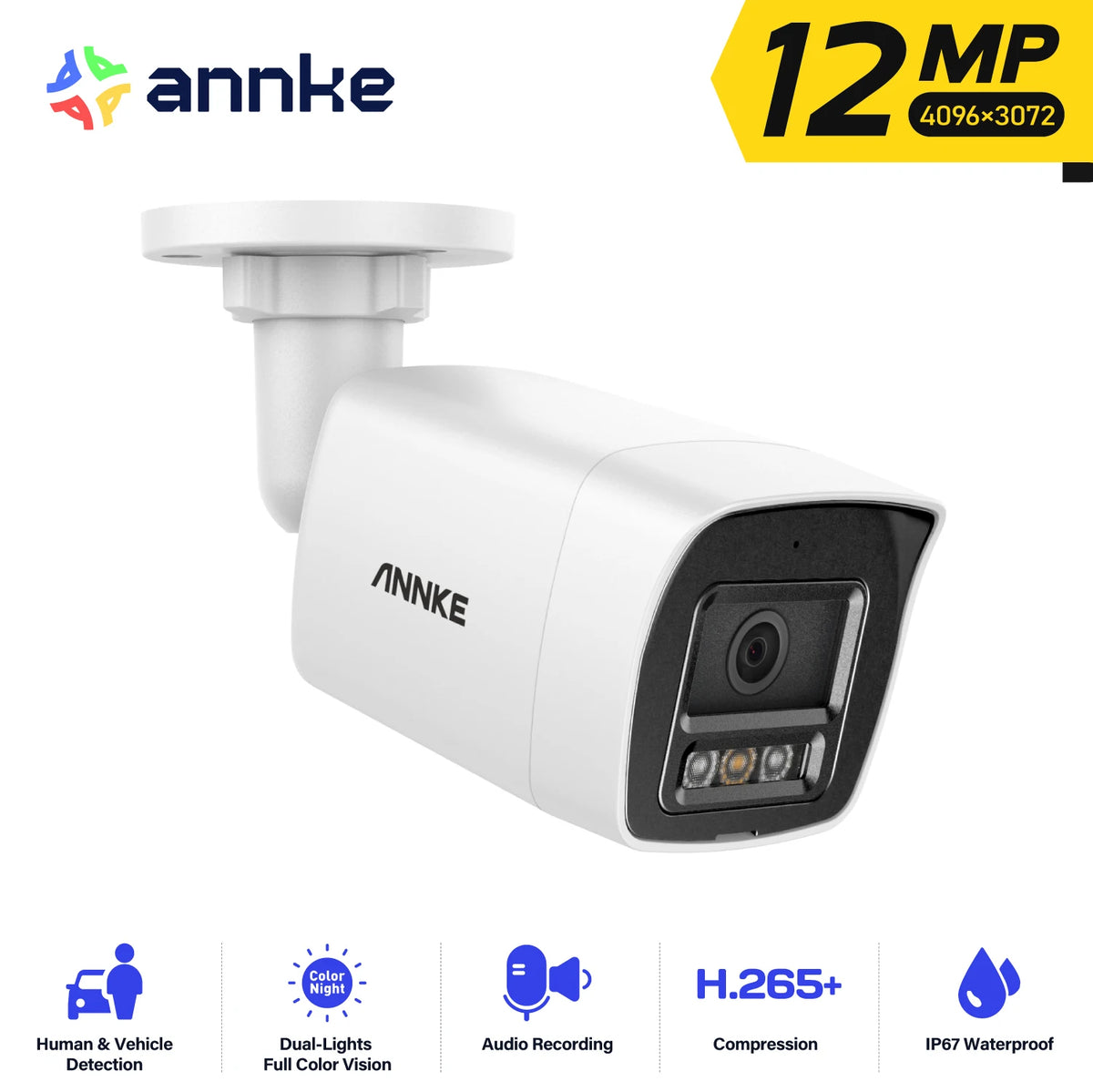 Annke 12MP 3K PoE Outdoor Security Camera With Night Vision