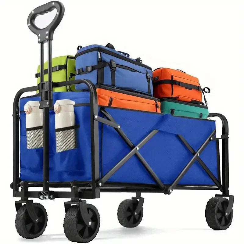 Heavy Duty Steel Folding Utility Wagon With All Terrain Wheels