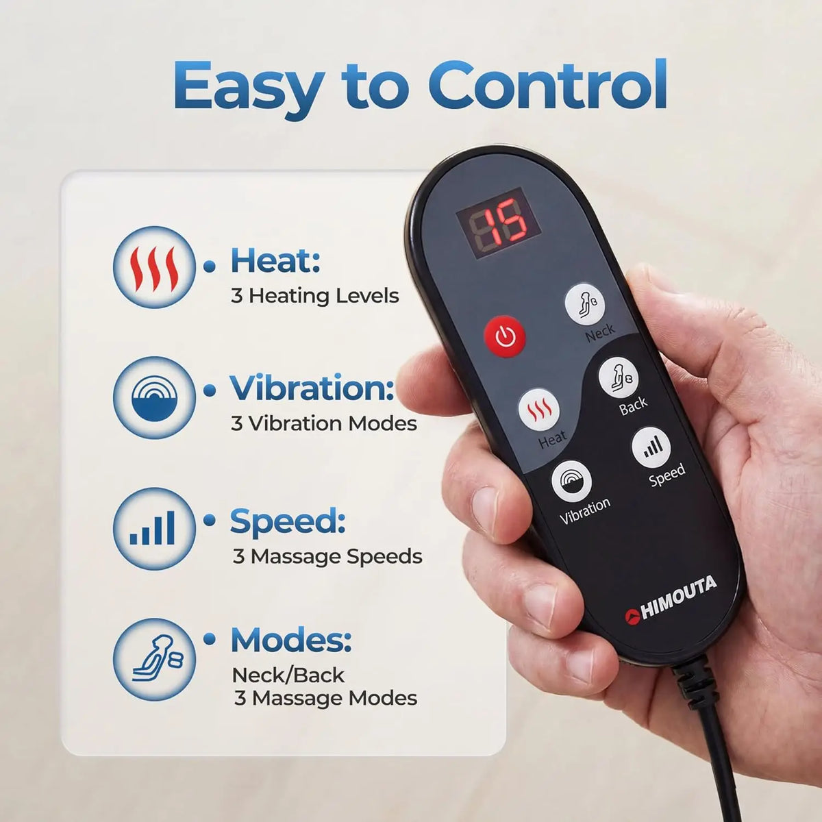 Homemassa Heated Shiatsu Neck And Back Massage Cushion