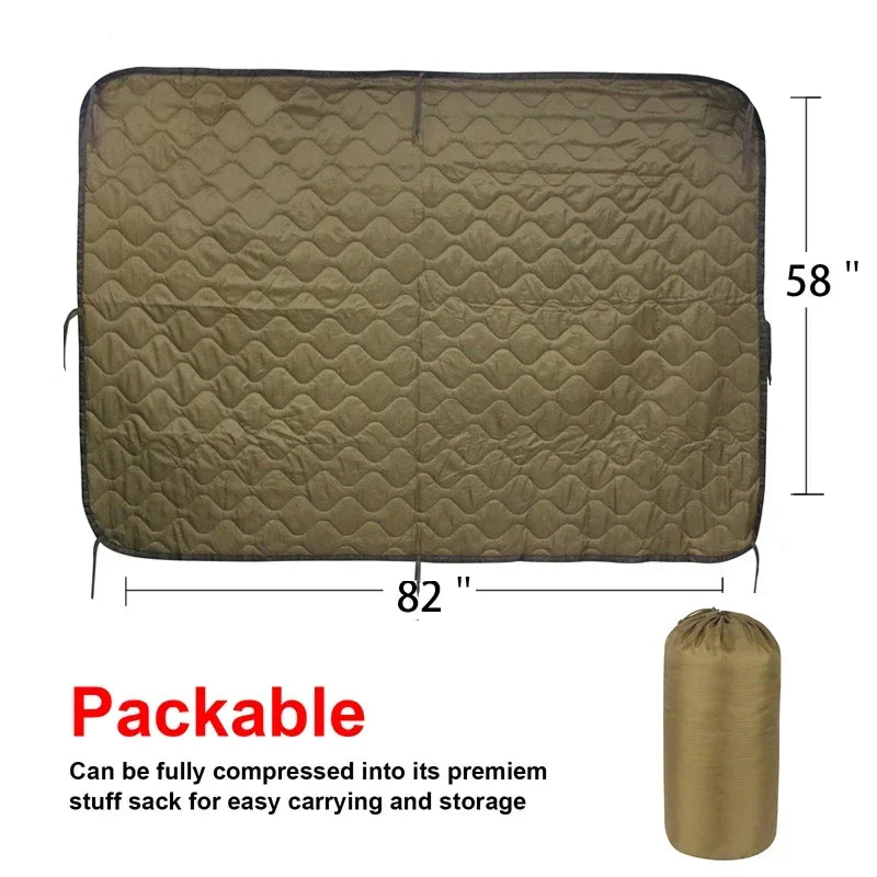 Tactical Army Poncho Liner Camouflage Water Repellent Woobie Blanket