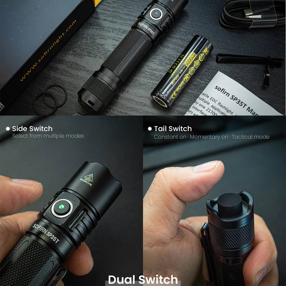Sofirn SP35T 3800 Lumens Tactical USB Rechargeable Flashlight