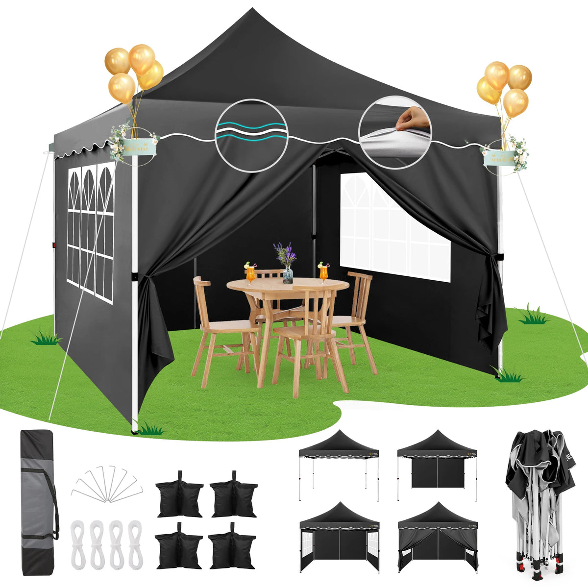 Hoteel Pop Up Canopy Tent Walls Accessories Kit Waterproof Instant Shelter