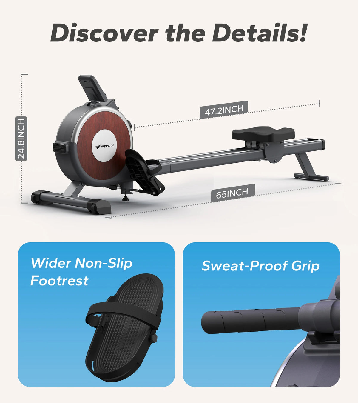 Merach Magnetic Rowing Machine 16 Levels Quiet Dual Slide Rail