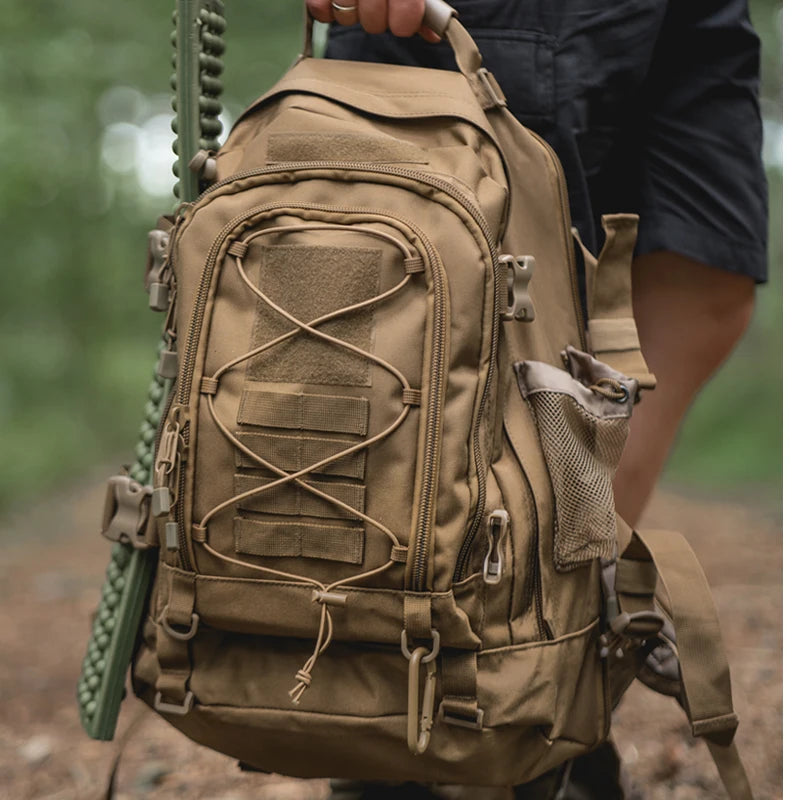 LQARMY 65L Outdoor Tactical Backpack Men Unisex Durable Nylon Hiking Bag