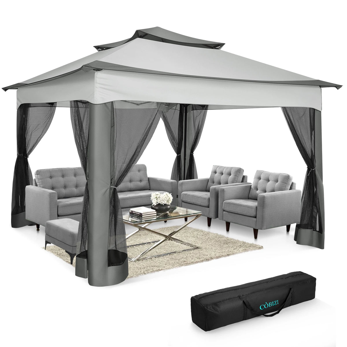 Tooluck Pop Up Gazebo Mosquito Netting Outdoor Canopy Tent