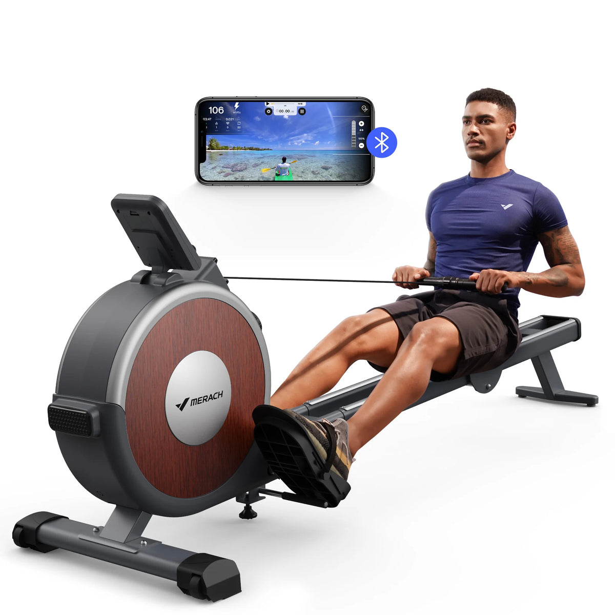 Merach Magnetic Rowing Machine 16 Levels Quiet Dual Slide Rail
