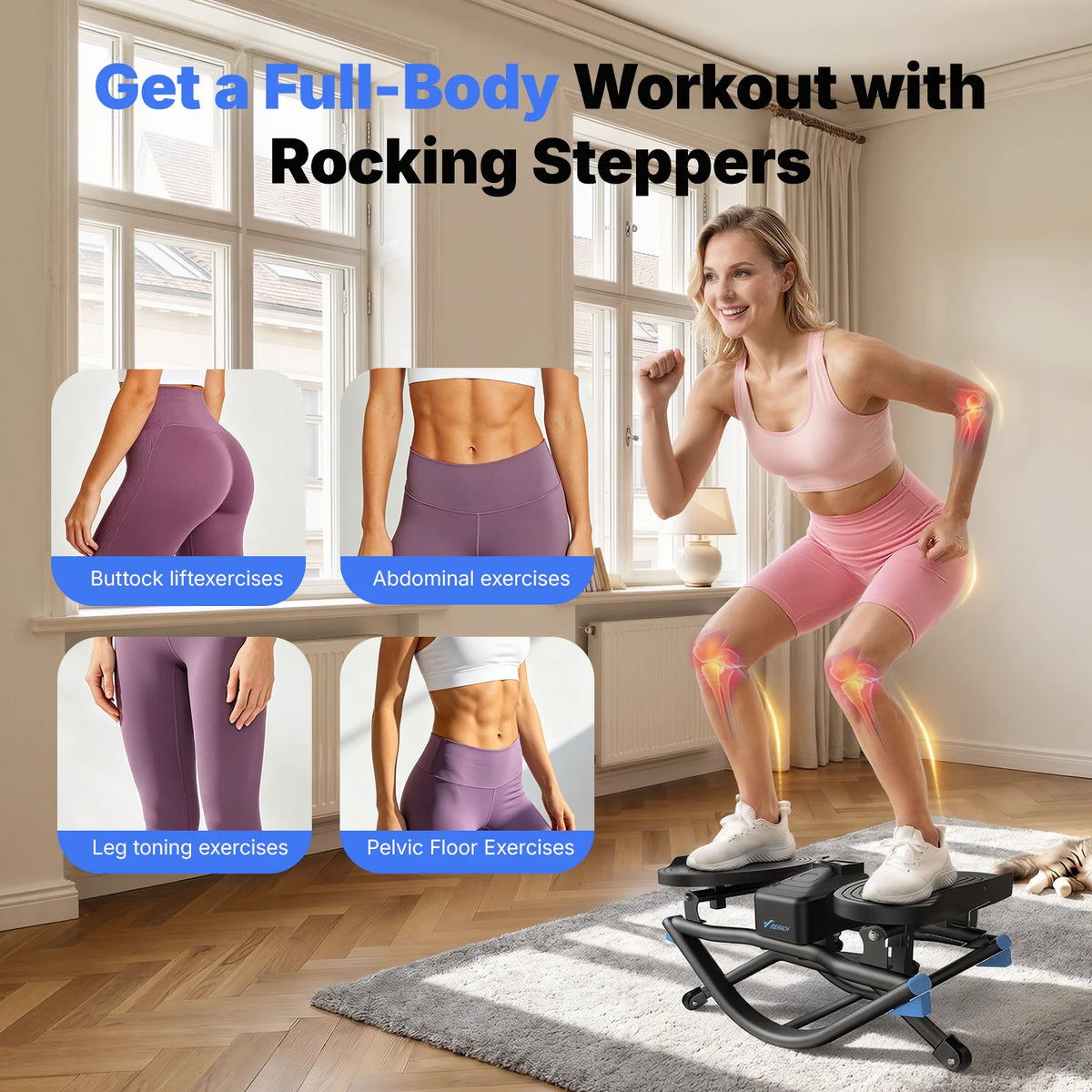 Merach Rocking Stepper Ab Twister Board Silent Core Exercise Equipment