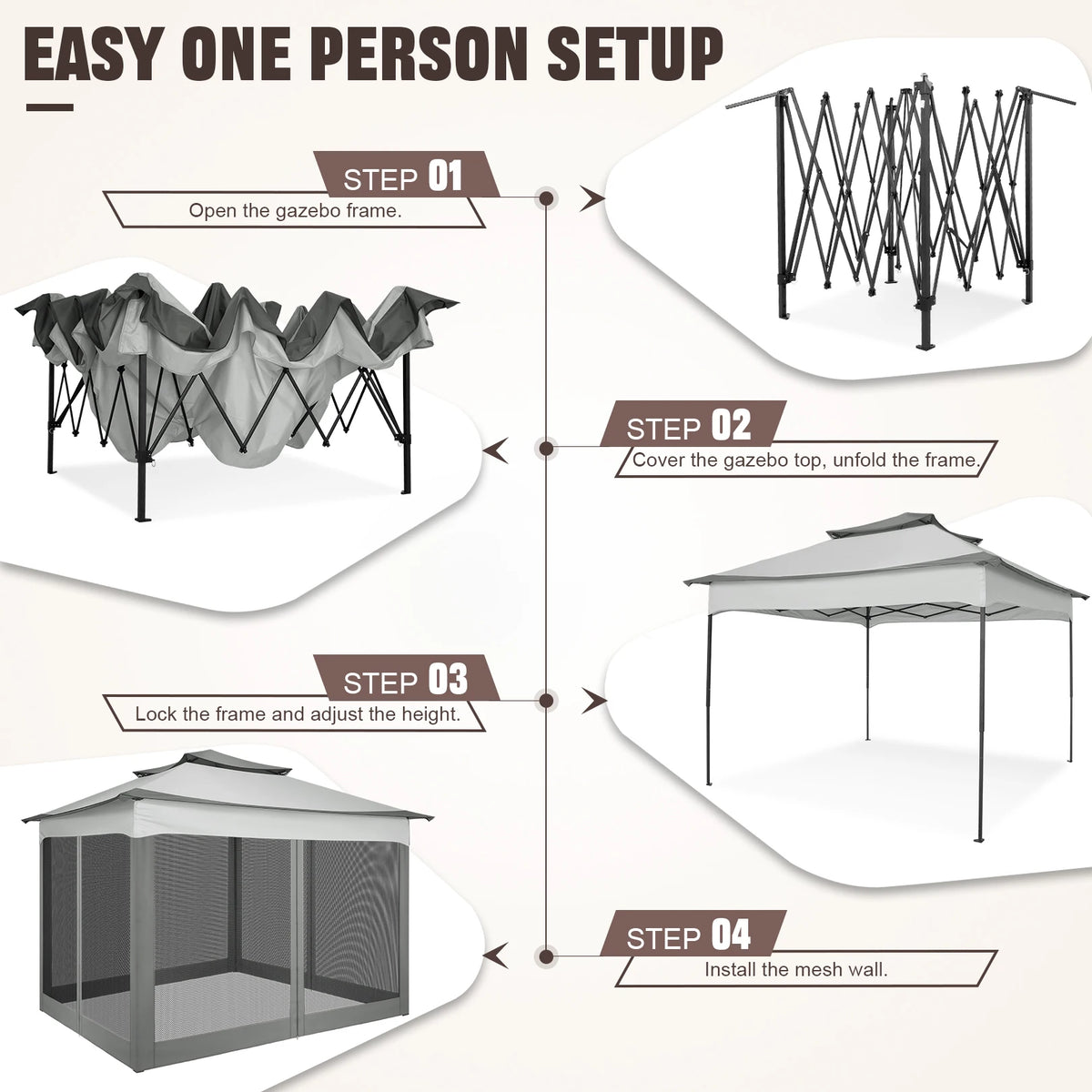 Tooluck Pop Up Gazebo Mosquito Netting Outdoor Canopy Tent