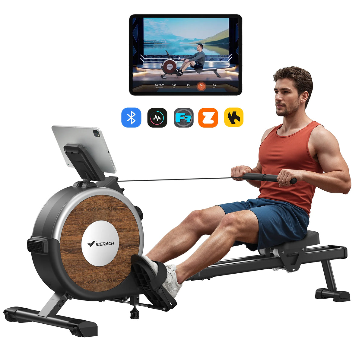Merach Magnetic Rowing Machine 16 Levels Quiet Dual Slide Rail