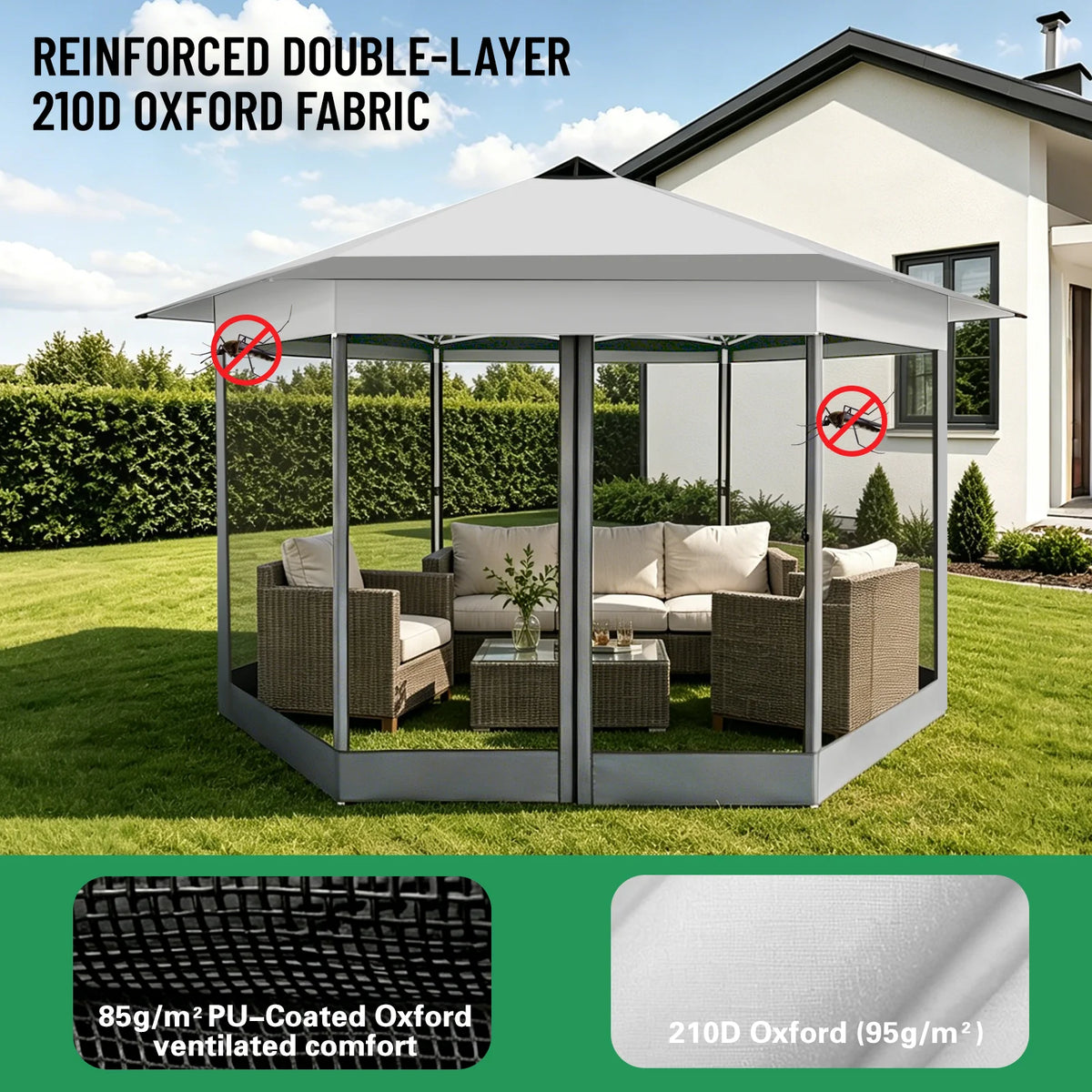 Tooluck Hexagonal Pop Up Gazebo With Mosquito Netting