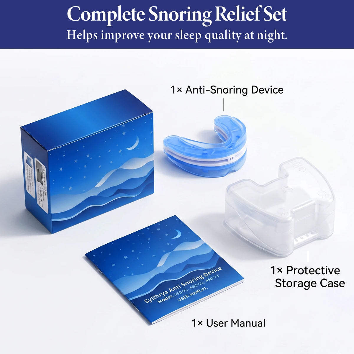 Adjustable Anti Snoring Mouthpiece Custom Fit Night Guard For Adults