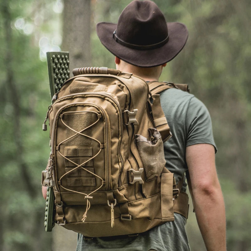 LQARMY 65L Outdoor Tactical Backpack Men Unisex Durable Nylon Hiking Bag