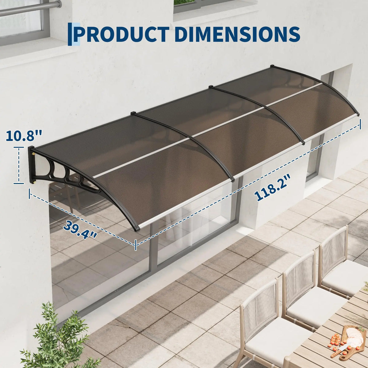 Heavy Duty Polycarbonate Window Door Awning Outdoor Canopy