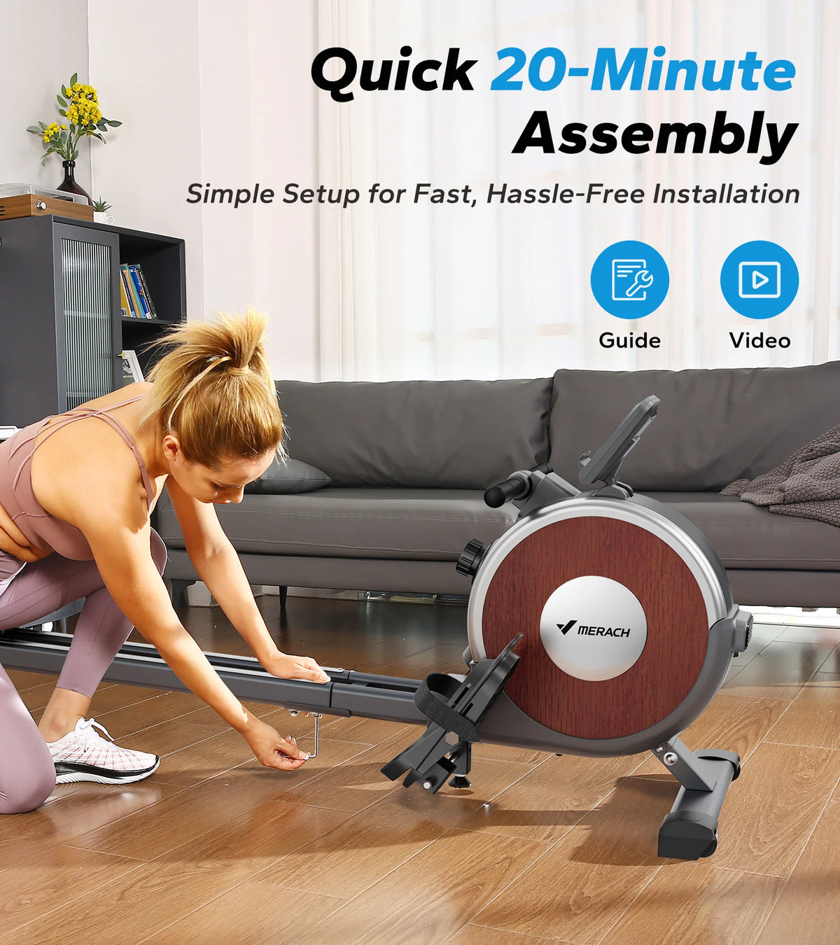 Merach Magnetic Rowing Machine 16 Levels Quiet Dual Slide Rail
