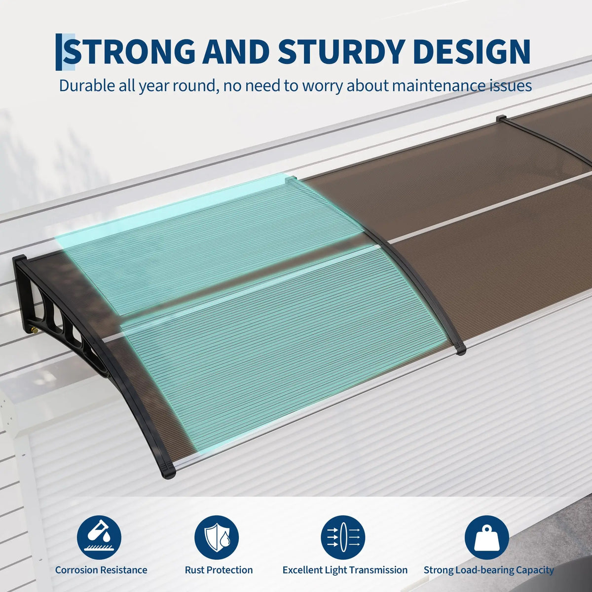 Heavy Duty Polycarbonate Window Door Awning Outdoor Canopy