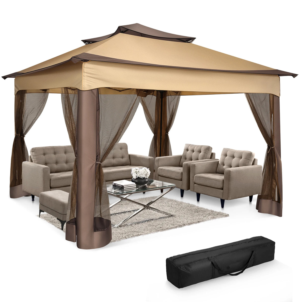 Tooluck Pop Up Gazebo Mosquito Netting Outdoor Canopy Tent