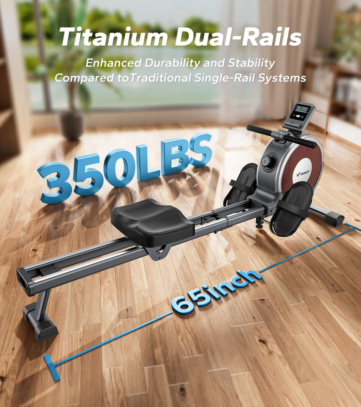 Merach Magnetic Rowing Machine 16 Levels Quiet Dual Slide Rail