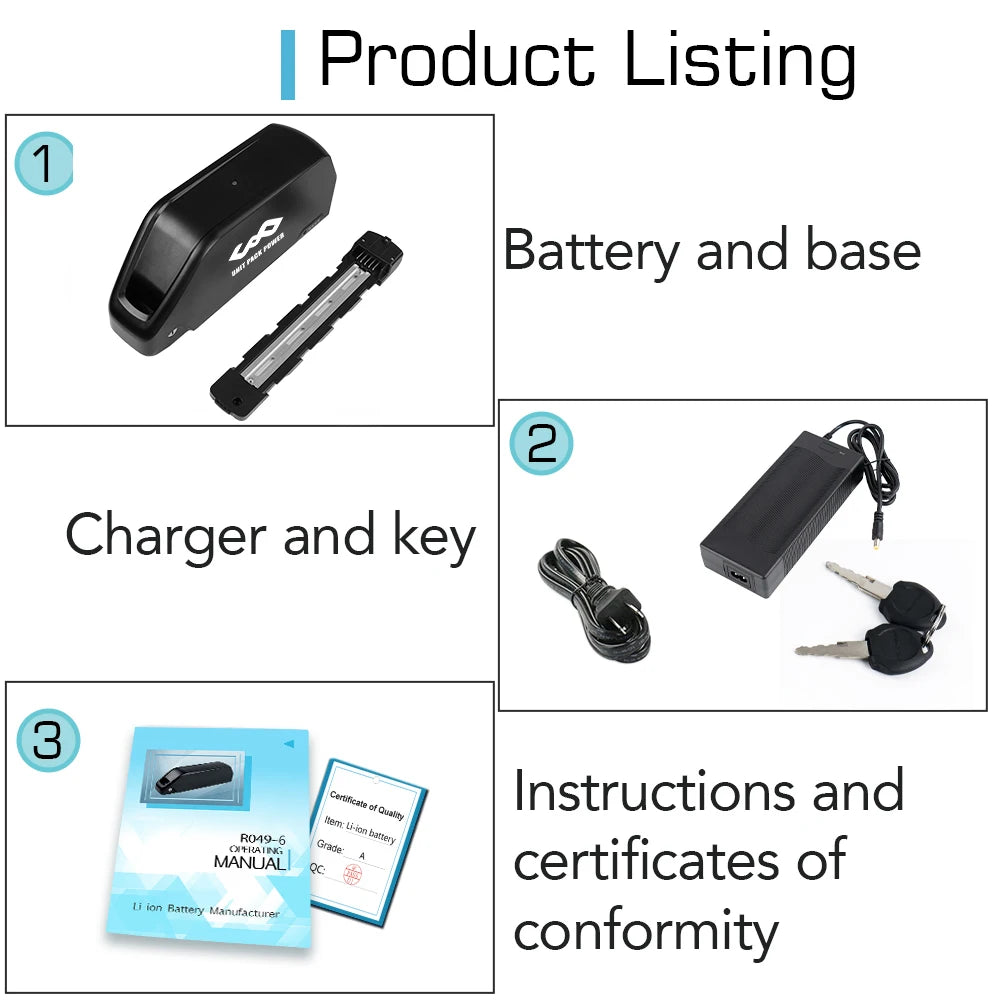 UNITPACKPOWER 48V 60V Electric Bike Battery Pack With 21700 Cells
