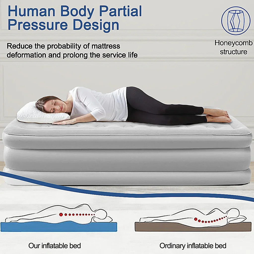 Two Person Built In Inflatable Camping Mattress PVC Thickened Design