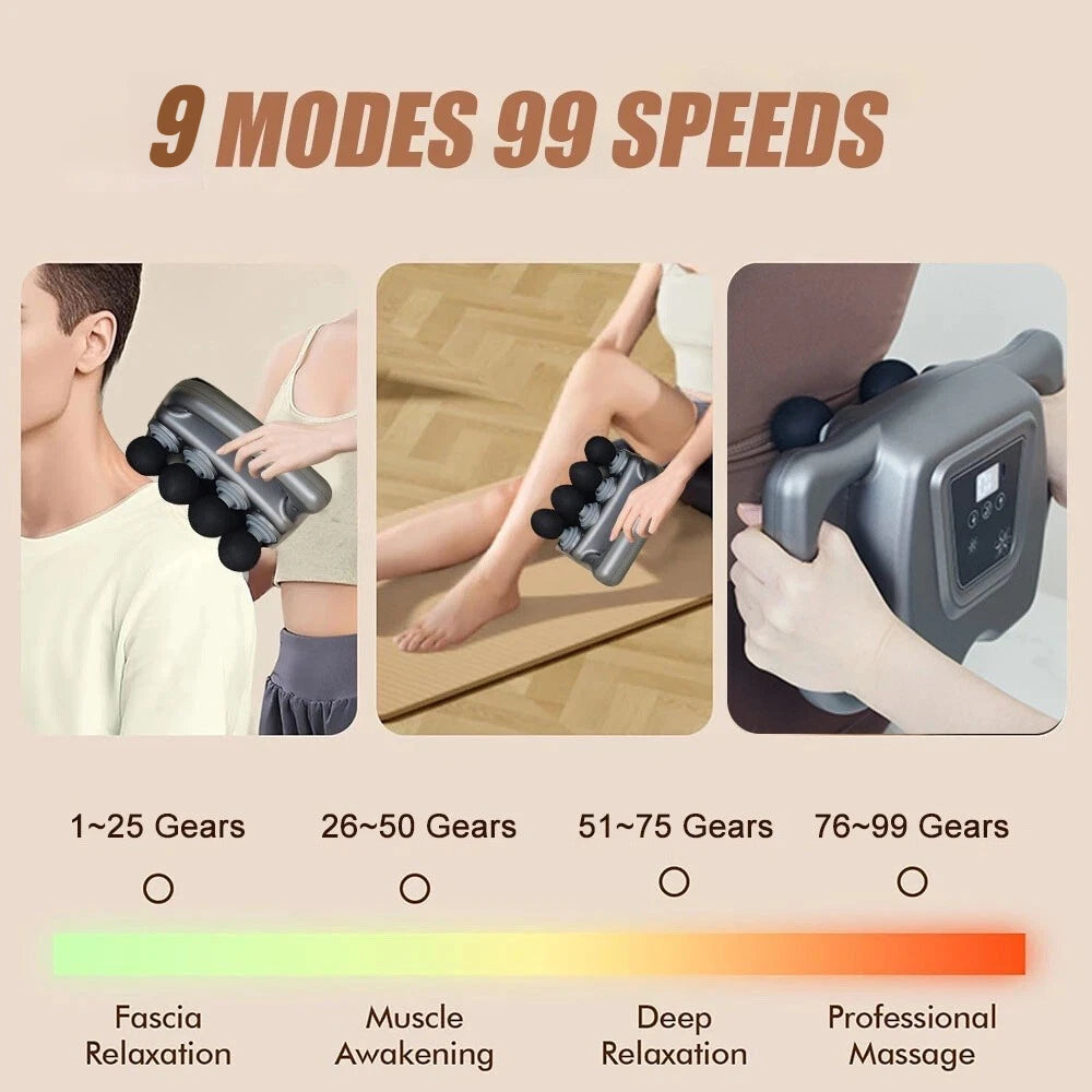 16 Speed Fascia Gun Deep Tissue Percussion Massager With Battery