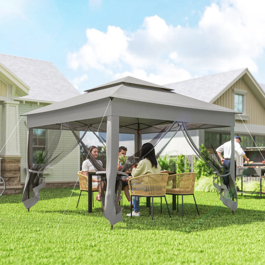 Outsunny Two Tier Pop Up Gazebo Outdoor Tent With Netting