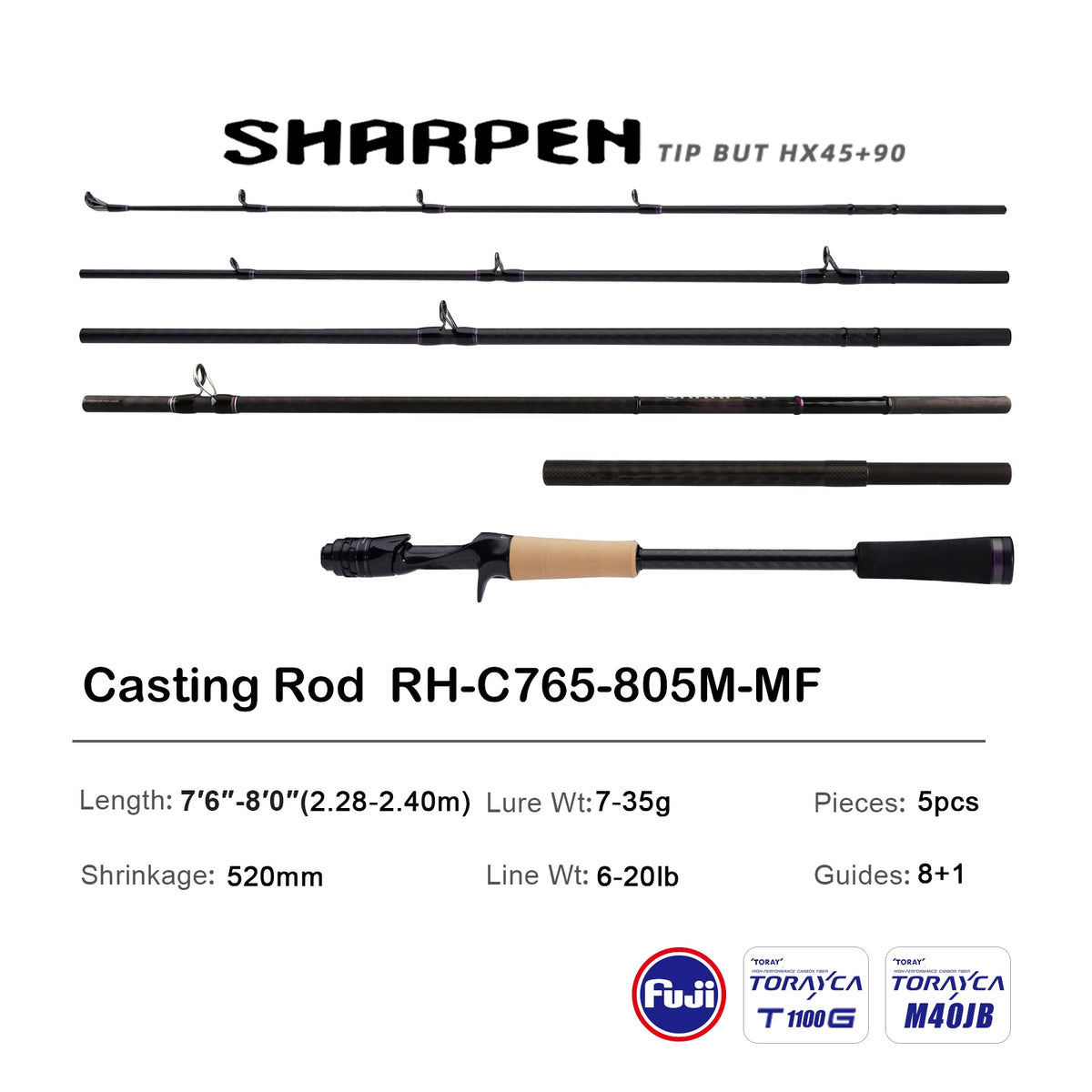 PURELURE Travel Soft Lure Spinning and Casting Fishing Rods