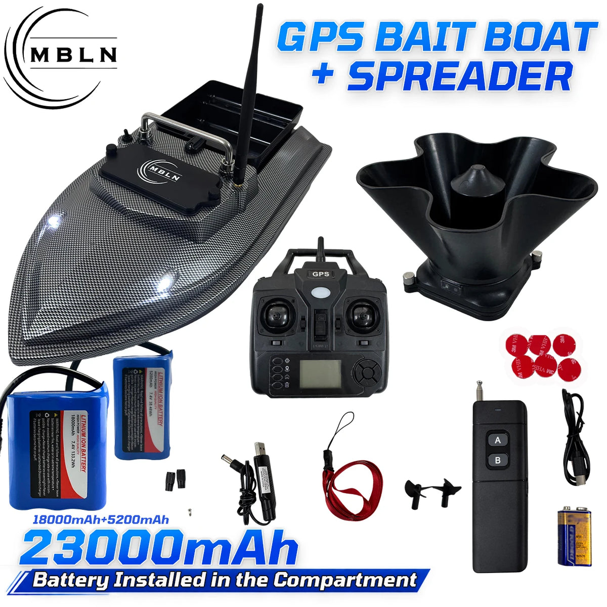 GPS Bait Boat with Rotating Spreader and Automatic Return