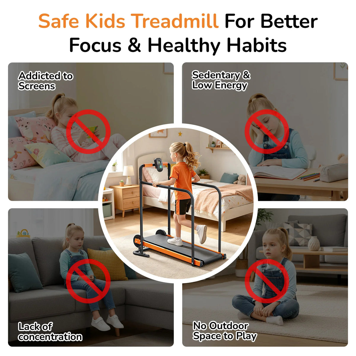 Akluer Kids Self Propelled Walking Pad Treadmill For Home Fitness