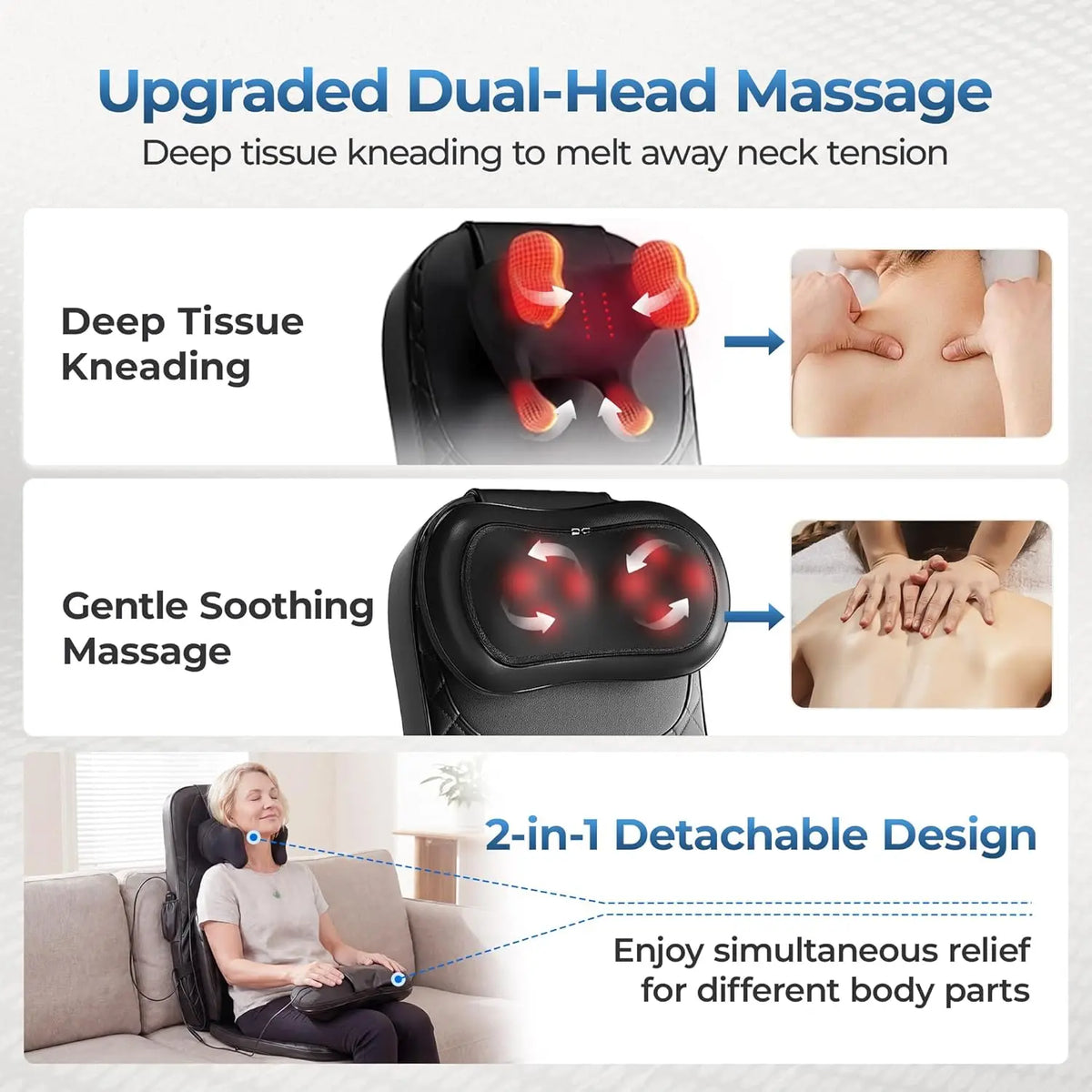Homemassa Heated Shiatsu Neck And Back Massage Cushion