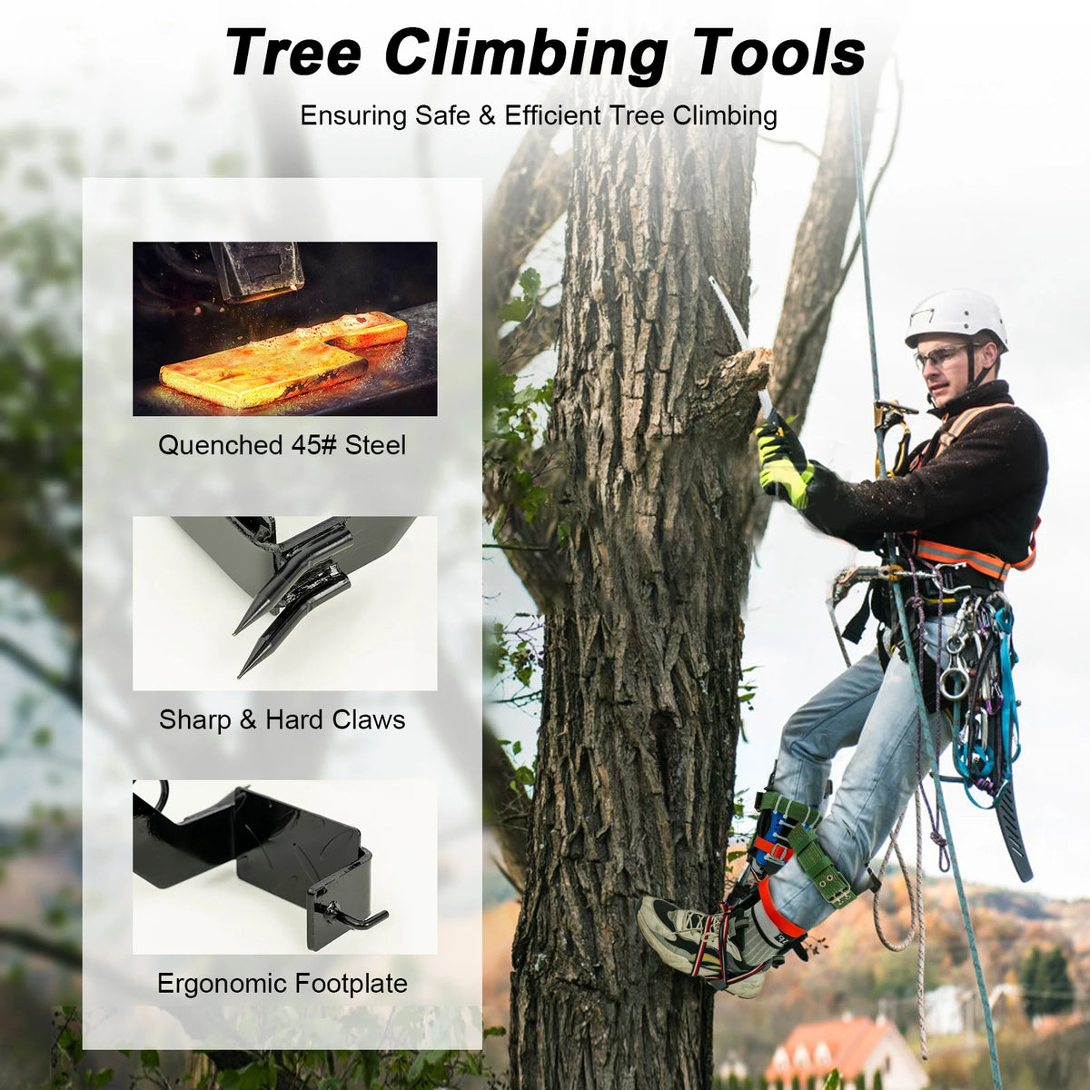 Professional Steel Tree Climbing Ascension Gear Set For Outdoors
