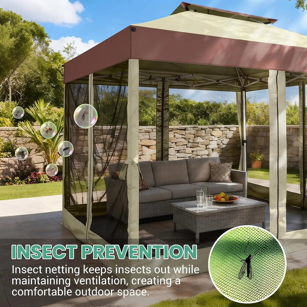 Tooluck One Push Pop Up Gazebo With Mosquito Netting