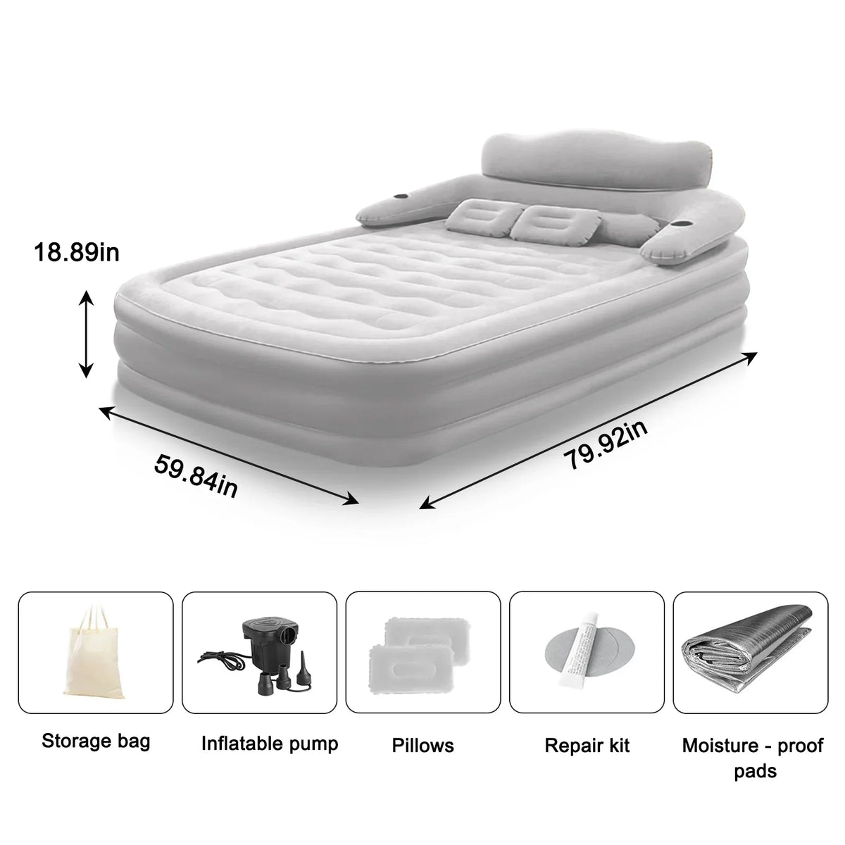 Two Person Built In Inflatable Camping Mattress PVC Thickened Design