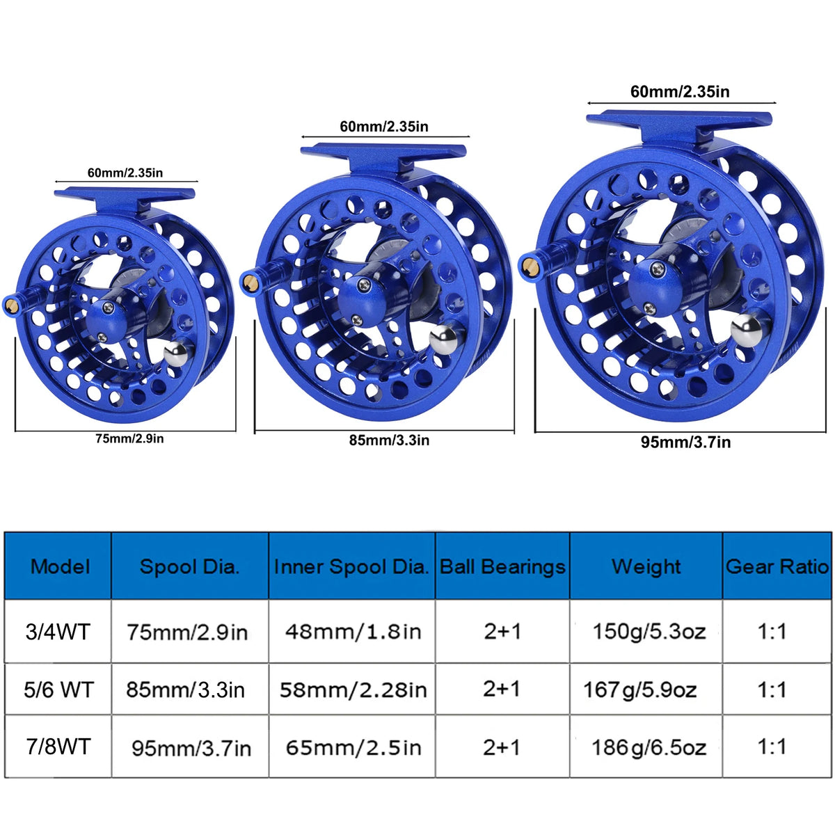 FANGBLUE Aluminum Alloy Fly Fishing Reel for Freshwater and Saltwater