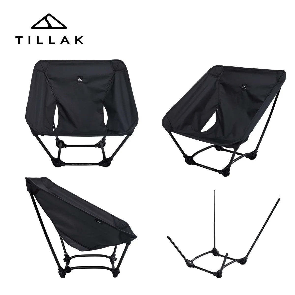 TILLAK Ultralight Foldable Ground Chair for Camping Hiking and Fishing