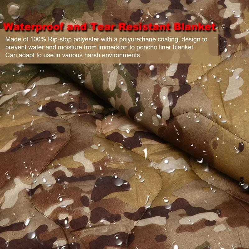 Tactical Army Poncho Liner Camouflage Water Repellent Woobie Blanket