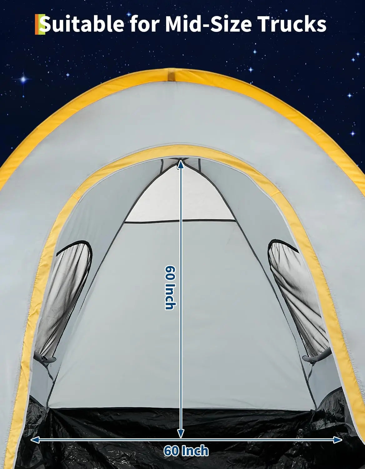 Waterproof Double Layer Truck Bed Tent With Awning For 2 To 3 People