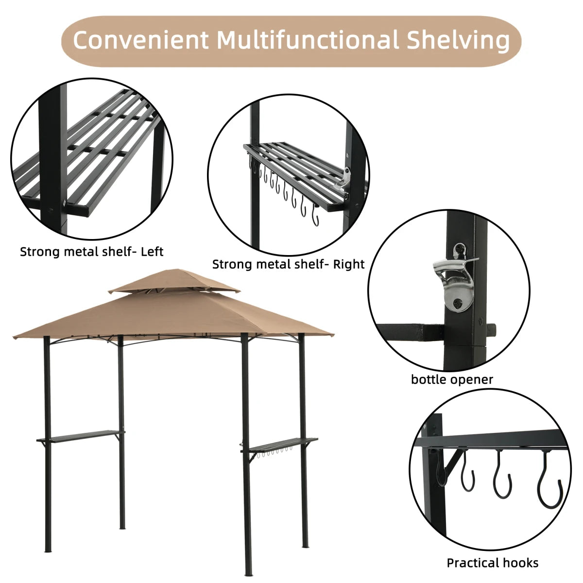 Outdoor Grill Gazebo Double Tier Soft Top Canopy Shelter