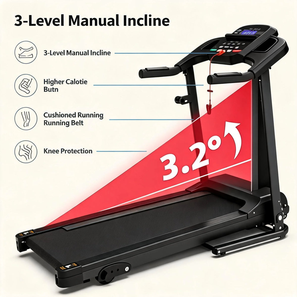Foldable Electric Treadmill With LCD Display And Adjustable Incline