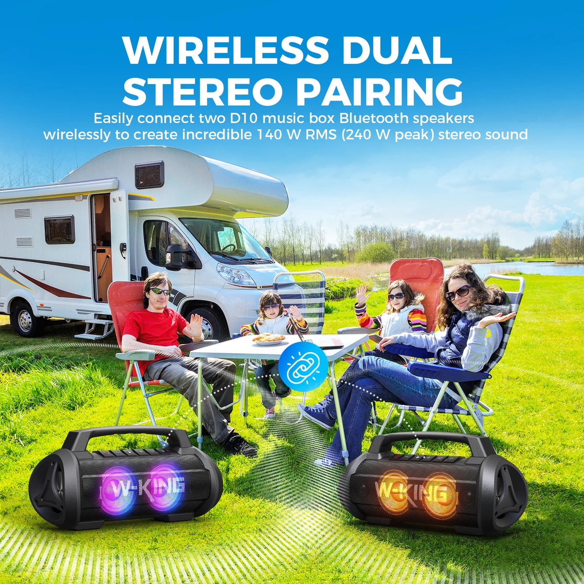W-King D10MIC 70W RMS Bluetooth Portable Speaker