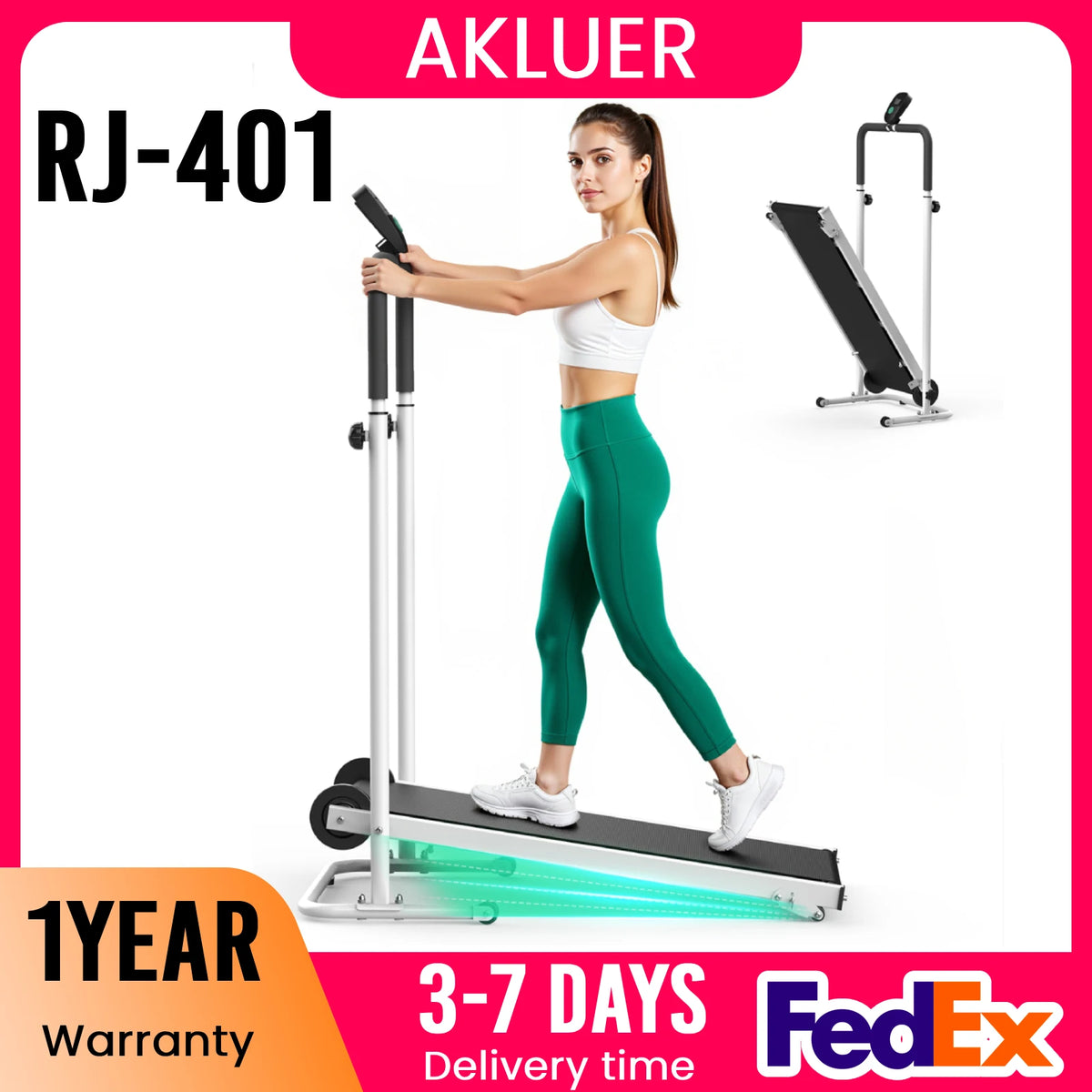 Akluer Manual Mechanical Treadmill For Home Gym Walking And Jogging