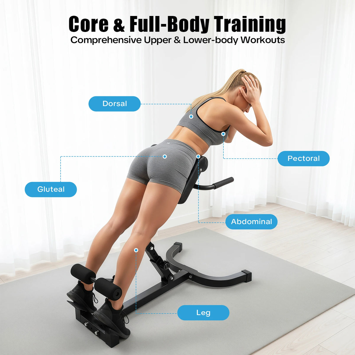 Adjustable Hyperextension Bench For Home Gym Strength Training