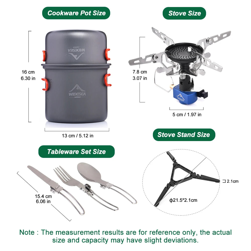 Widesea Portable Camping Gas Stove Cookware Set Aluminum Alloy
