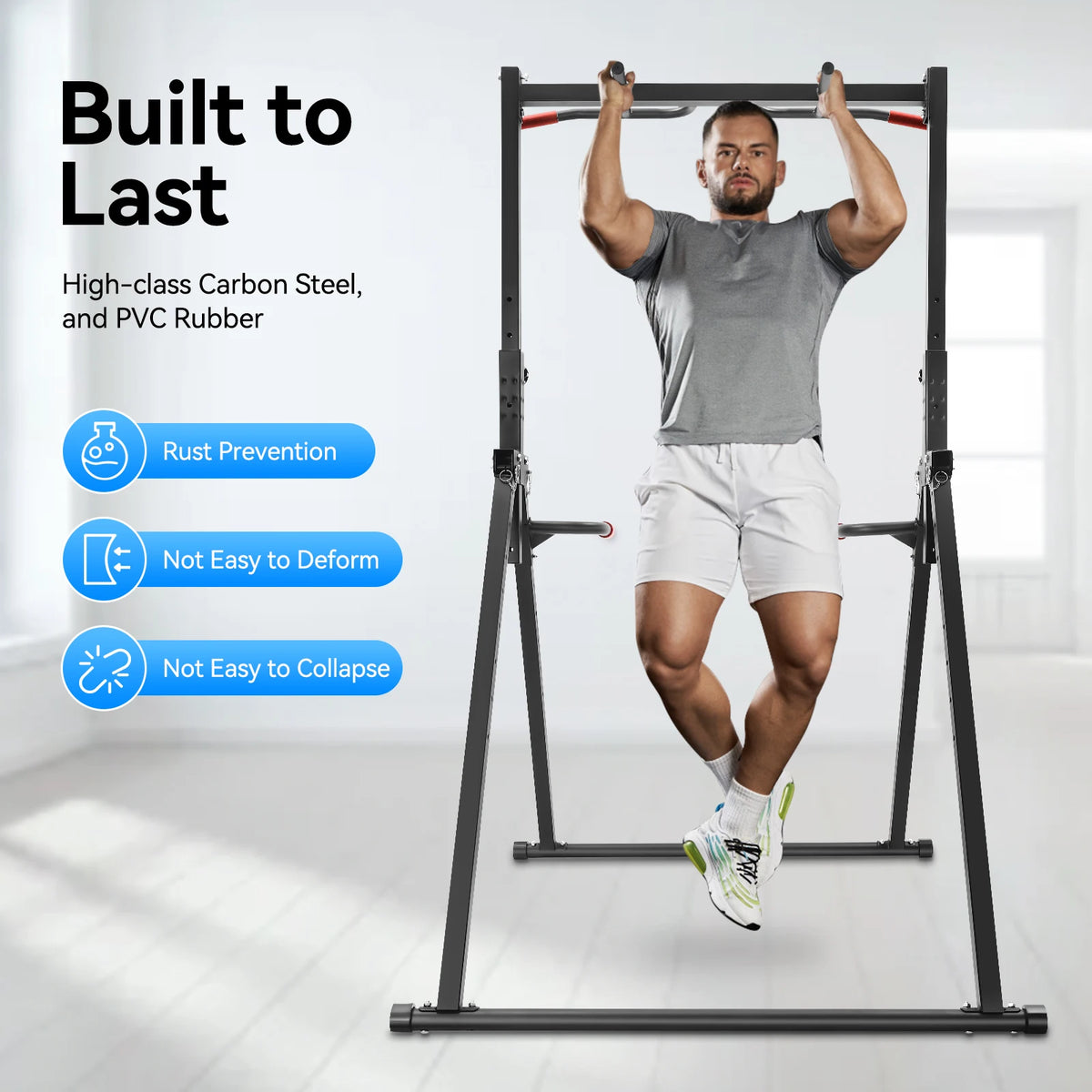 Adjustable Foldable Pull Up Bar With Parallel Home Gym Station