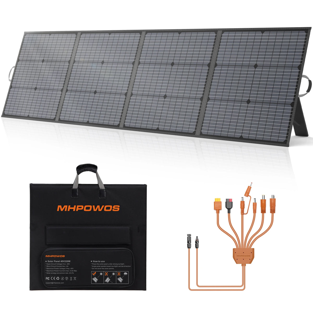 Mhpows Foldable 400W Monocrystalline Solar Panel Waterproof Portable