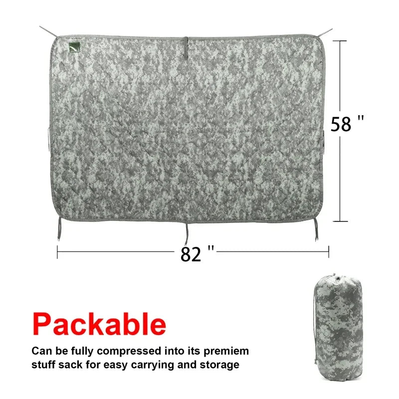 Tactical Army Poncho Liner Camouflage Water Repellent Woobie Blanket